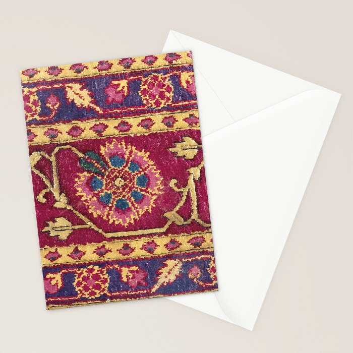 Mughal North Indian Late 17th Century Silk Carpet Print Stationery Card Gallery Image 2