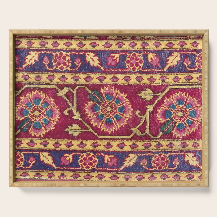 Mughal North Indian Late 17th Century Silk Carpet Print Serving Tray Gallery Image 1