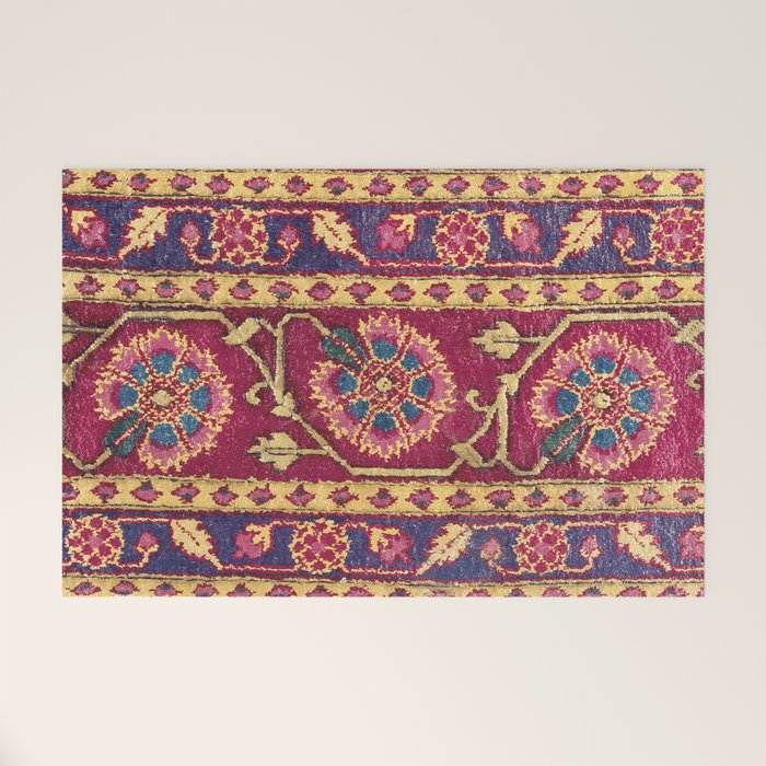 Mughal North Indian Late 17th Century Silk Carpet Print Welcome Mat Gallery Image 1
