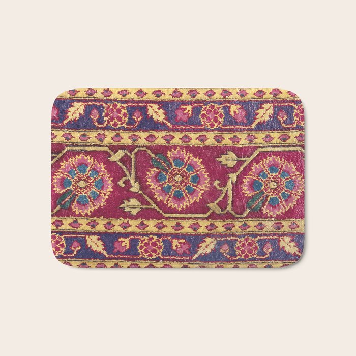 Mughal North Indian Late 17th Century Silk Carpet Print Bath Mat Gallery Image 1