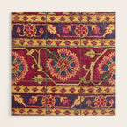 Mughal North Indian Late 17th Century Silk Carpet Print Wood Wall Art Gallery Image 1