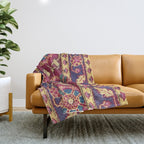 Mughal North Indian Late 17th Century Silk Carpet Print Throw Blanket Gallery Image 1