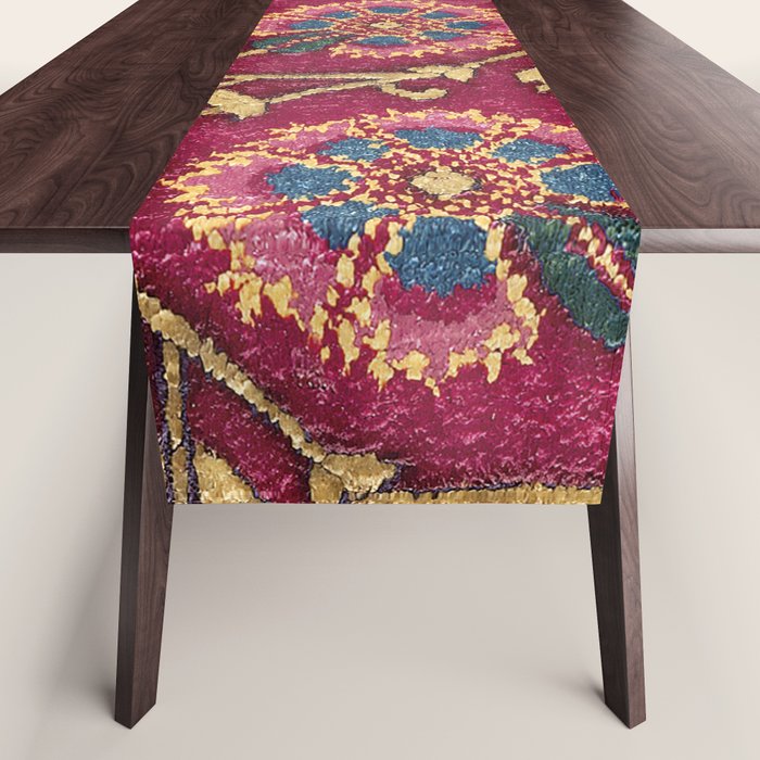 Mughal North Indian Late 17th Century Silk Carpet Print Table Runner Gallery Image 1