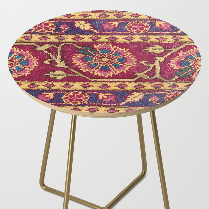 Mughal North Indian Late 17th Century Silk Carpet Print Side Table Gallery Image 2