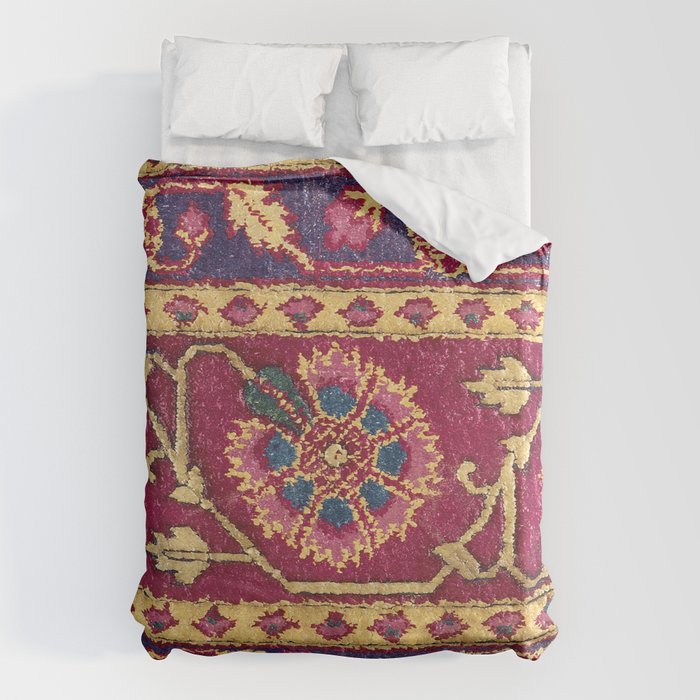 Mughal North Indian Late 17th Century Silk Carpet Print Duvet Cover Gallery Image 1