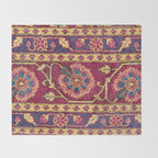 Mughal North Indian Late 17th Century Silk Carpet Print Throw Blanket Gallery Image 2