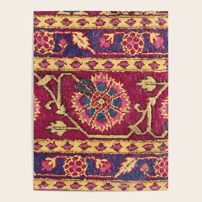 Mughal North Indian Late 17th Century Silk Carpet Print Poster Gallery Image 4