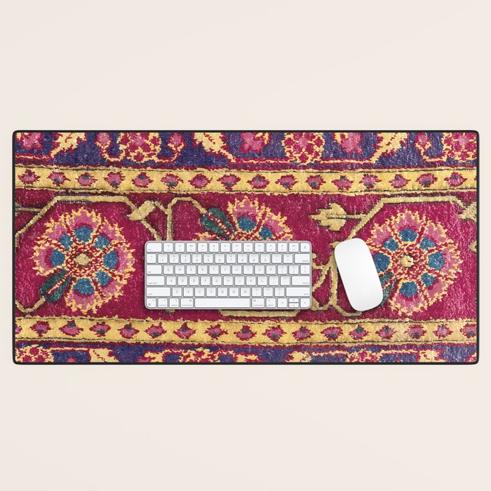 Mughal North Indian Late 17th Century Silk Carpet Print Desk Mat Gallery Image 1