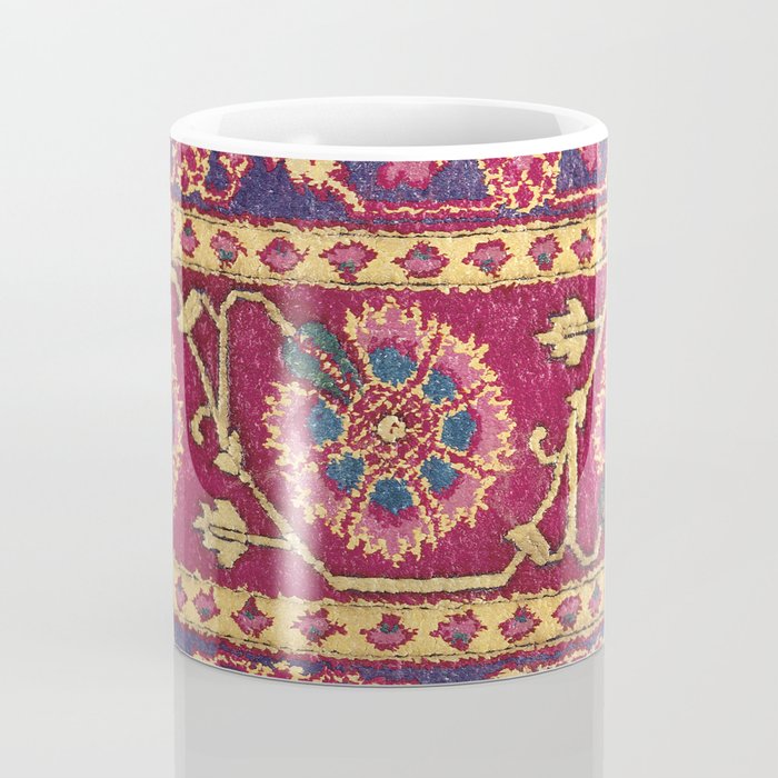 Mughal North Indian Late 17th Century Silk Carpet Print Coffee Mug Gallery Image 4