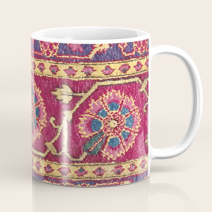 Mughal North Indian Late 17th Century Silk Carpet Print Coffee Mug Gallery Image 1