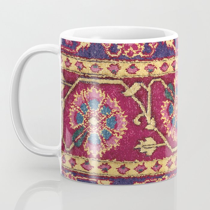 Mughal North Indian Late 17th Century Silk Carpet Print Coffee Mug Gallery Image 3