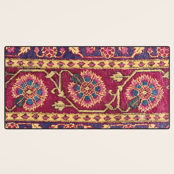 Mughal North Indian Late 17th Century Silk Carpet Print Desk Mat Gallery Image 3