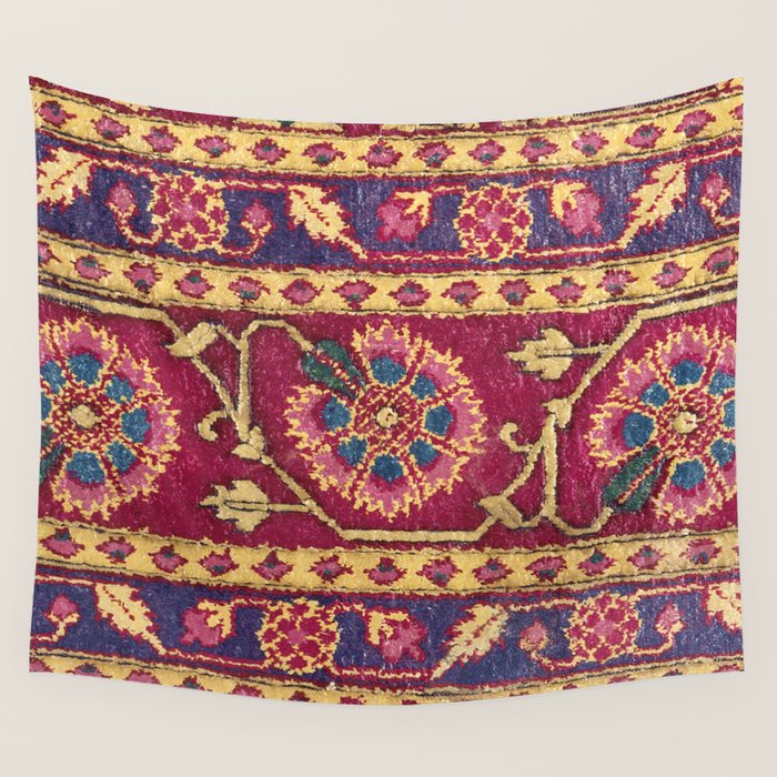 Mughal North Indian Late 17th Century Silk Carpet Print Wall Tapestry Gallery Image 4