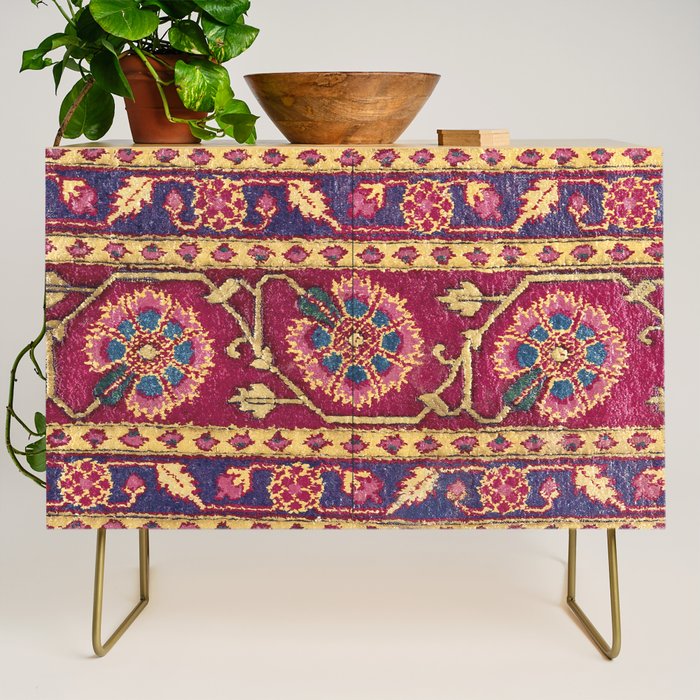 Mughal North Indian Late 17th Century Silk Carpet Print Credenza Gallery Image 1