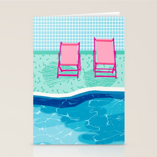 Vay-K - abstract memphis throwback poolside swim team palm springs vacation socal pool hang Stationery Card Gallery Image 2