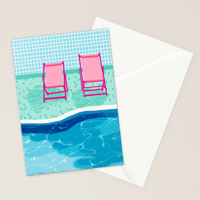 Vay-K - abstract memphis throwback poolside swim team palm springs vacation socal pool hang Stationery Card Gallery Image 2