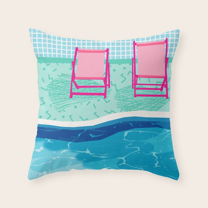 Vay-K - abstract memphis throwback poolside swim team palm springs vacation socal pool hang Throw Pillow Gallery Image 1