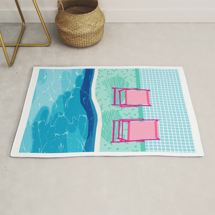 Vay-K - abstract memphis throwback poolside swim team palm springs vacation socal pool hang Rug Gallery Image 1