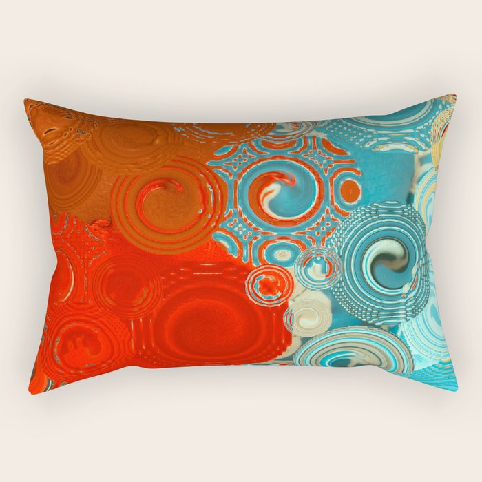Red and Turquoise Swirls Rectangular Pillow Gallery Image 1