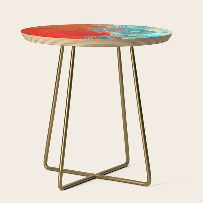 Red and Turquoise Swirls Side Table Gallery Image 1