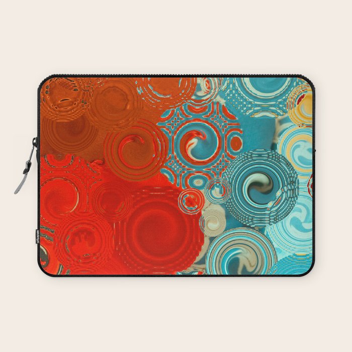 Red and Turquoise Swirls Laptop Sleeve Gallery Image 1