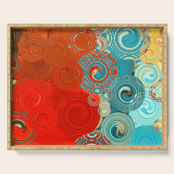 Red and Turquoise Swirls Serving Tray Gallery Image 1