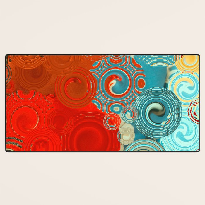 Red and Turquoise Swirls Desk Mat Gallery Image 3