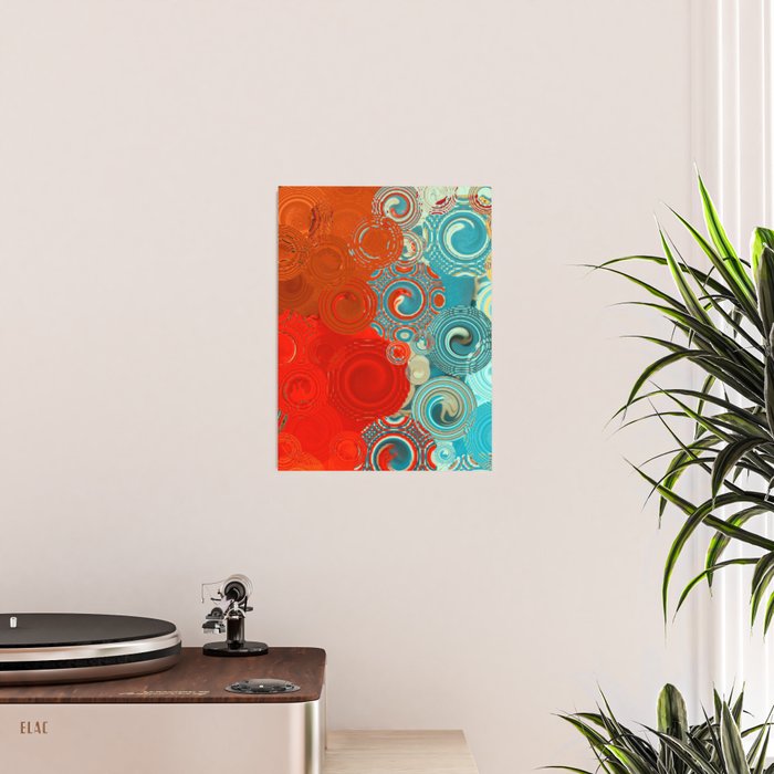 Red and Turquoise Swirls Poster Gallery Image 2