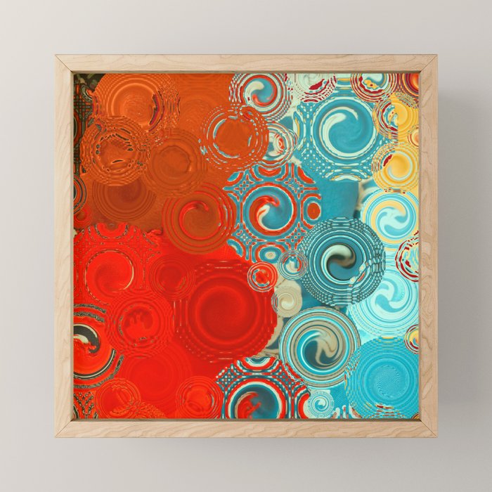 Red and Turquoise Swirls Mini Art Print Gallery Image 1