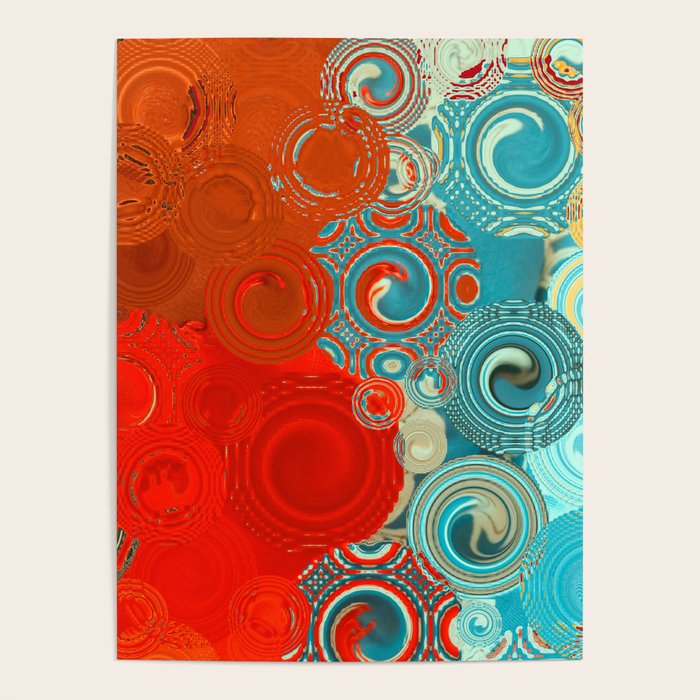 Red and Turquoise Swirls Poster Gallery Image 4
