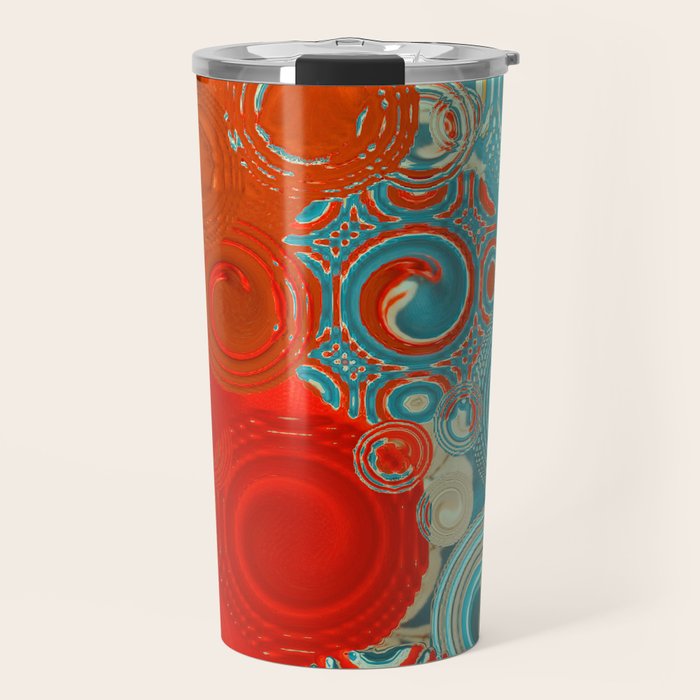 Red and Turquoise Swirls Travel Mug Gallery Image 1