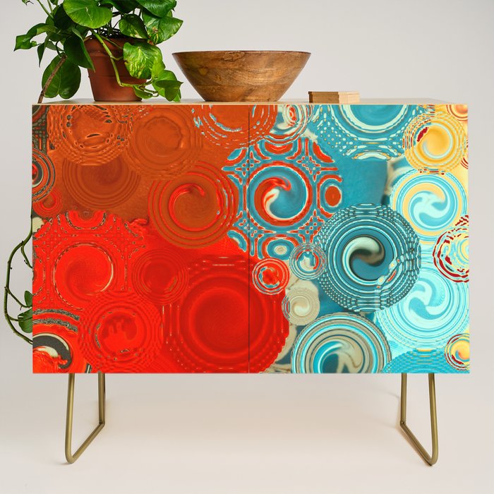 Red and Turquoise Swirls Credenza Gallery Image 1
