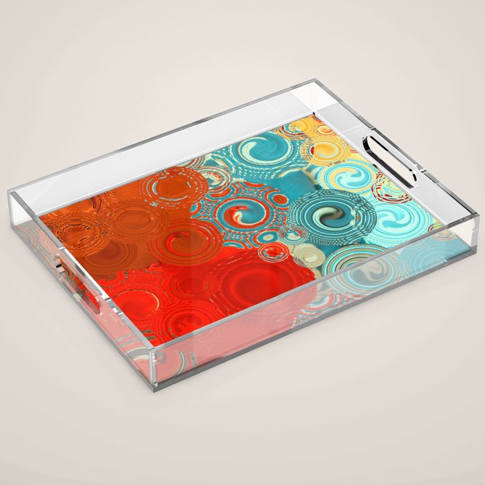 Red and Turquoise Swirls Acrylic Tray Gallery Image 1