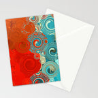 Red and Turquoise Swirls Stationery Card Gallery Image 2