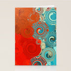 Red and Turquoise Swirls Stationery Card Gallery Image 2