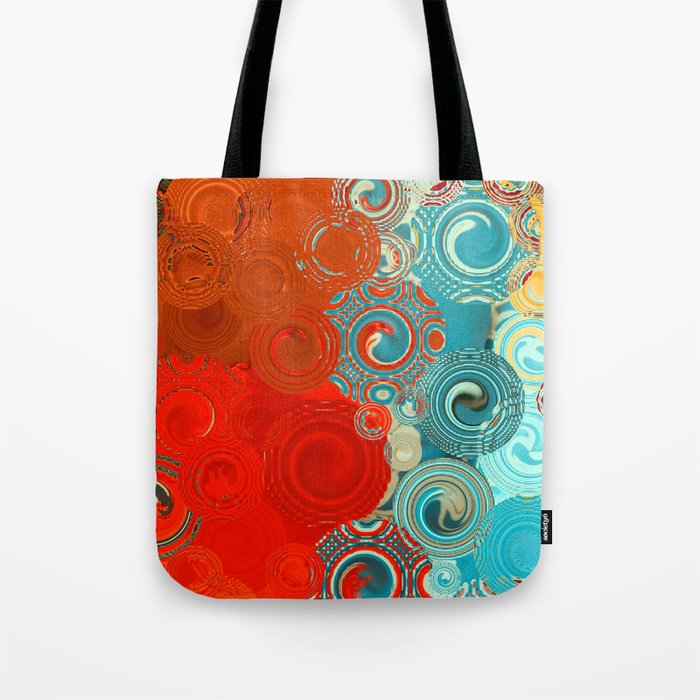 Red and Turquoise Swirls Tote Bag Gallery Image 1