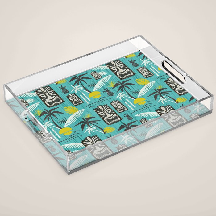 Island Tiki Aqua Acrylic Tray Gallery Image 1