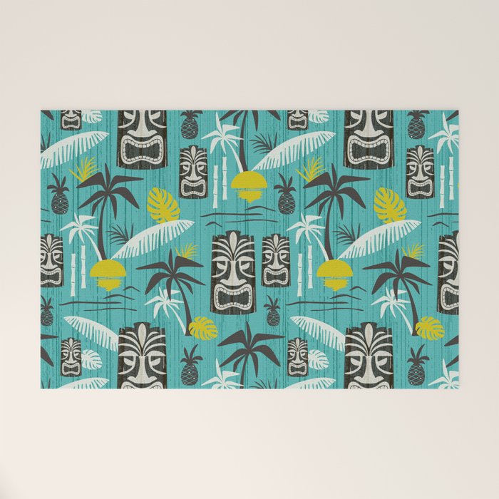 Island Tiki Aqua Welcome Mat Gallery Image 1