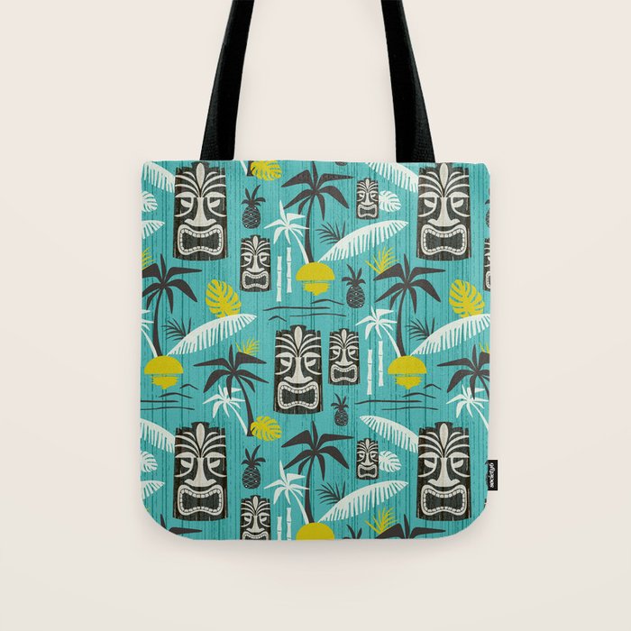 Island Tiki Aqua Tote Bag Gallery Image 1