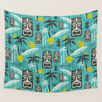 Island Tiki Aqua Wall Tapestry Gallery Image 4