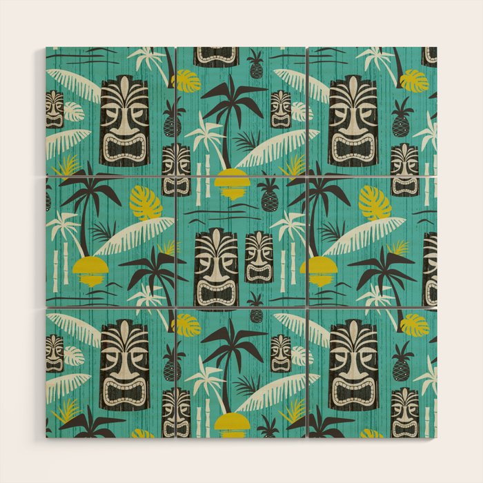 Island Tiki Aqua Wood Wall Art Gallery Image 1