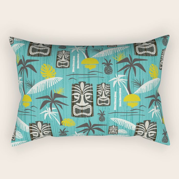 Island Tiki Aqua Rectangular Pillow Gallery Image 1