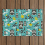 Island Tiki Aqua Outdoor Rug Gallery Image 1