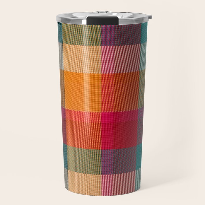 Rainbow Plaid 1 Travel Mug Gallery Image 1