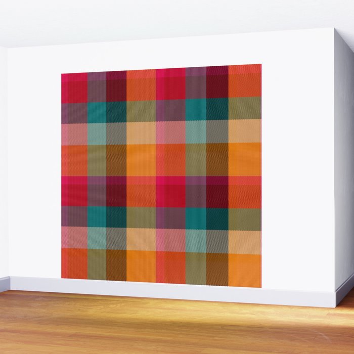 Rainbow Plaid 1 Wall Mural Gallery Image 2