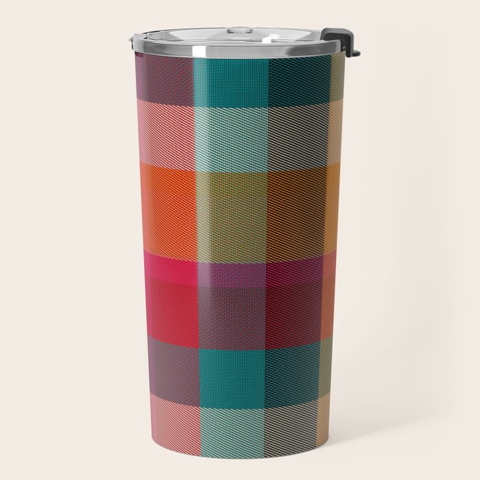 Rainbow Plaid 1 Travel Mug Gallery Image 2