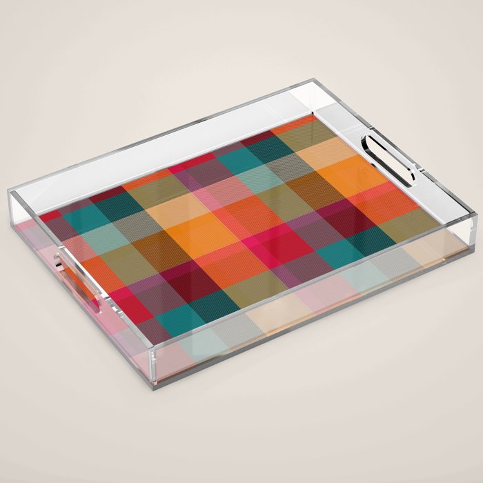 Rainbow Plaid 1 Acrylic Tray Gallery Image 1
