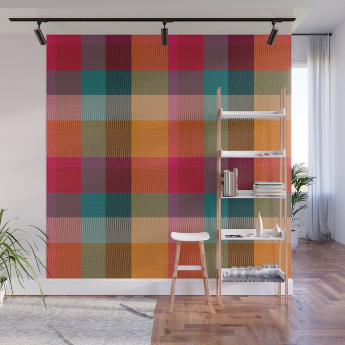 Rainbow Plaid 1 Wall Mural Gallery Image 1