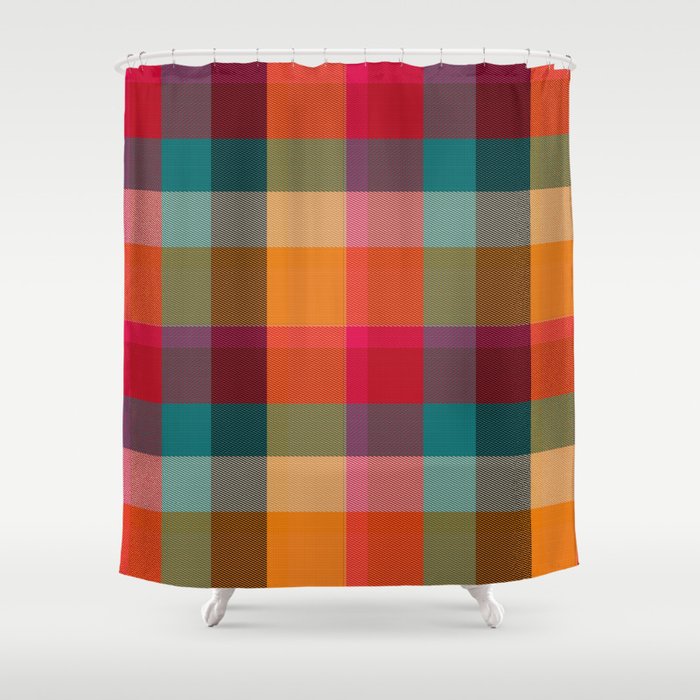 Rainbow Plaid 1 Shower Curtain Gallery Image 1