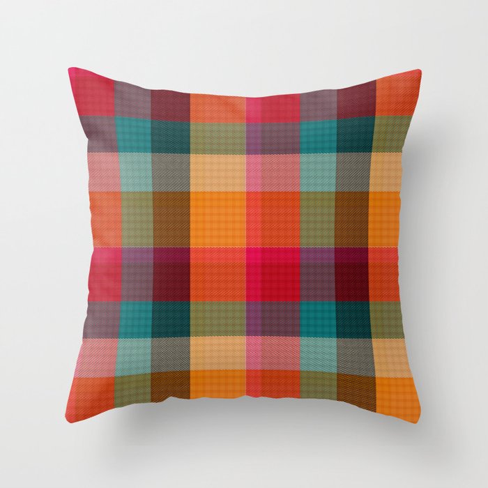 Rainbow Plaid 1 Throw Pillow Gallery Image 6